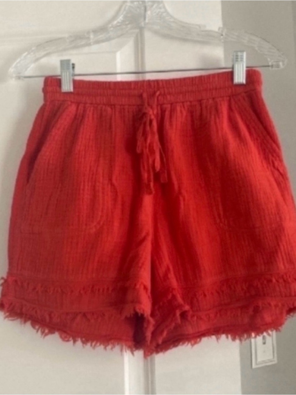Anthropologie Orange-Red Gauze Pull-on Shorts